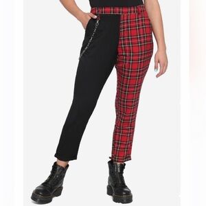 Hot Topic Black and Red Plaid Split Leg Pants